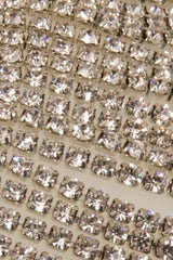 City Glam Silver Crystal Diamante Rhinestone Triangle Bra