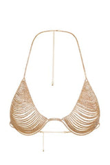 City Glam Gold Crystal Diamante Rhinestone Triangle Bra