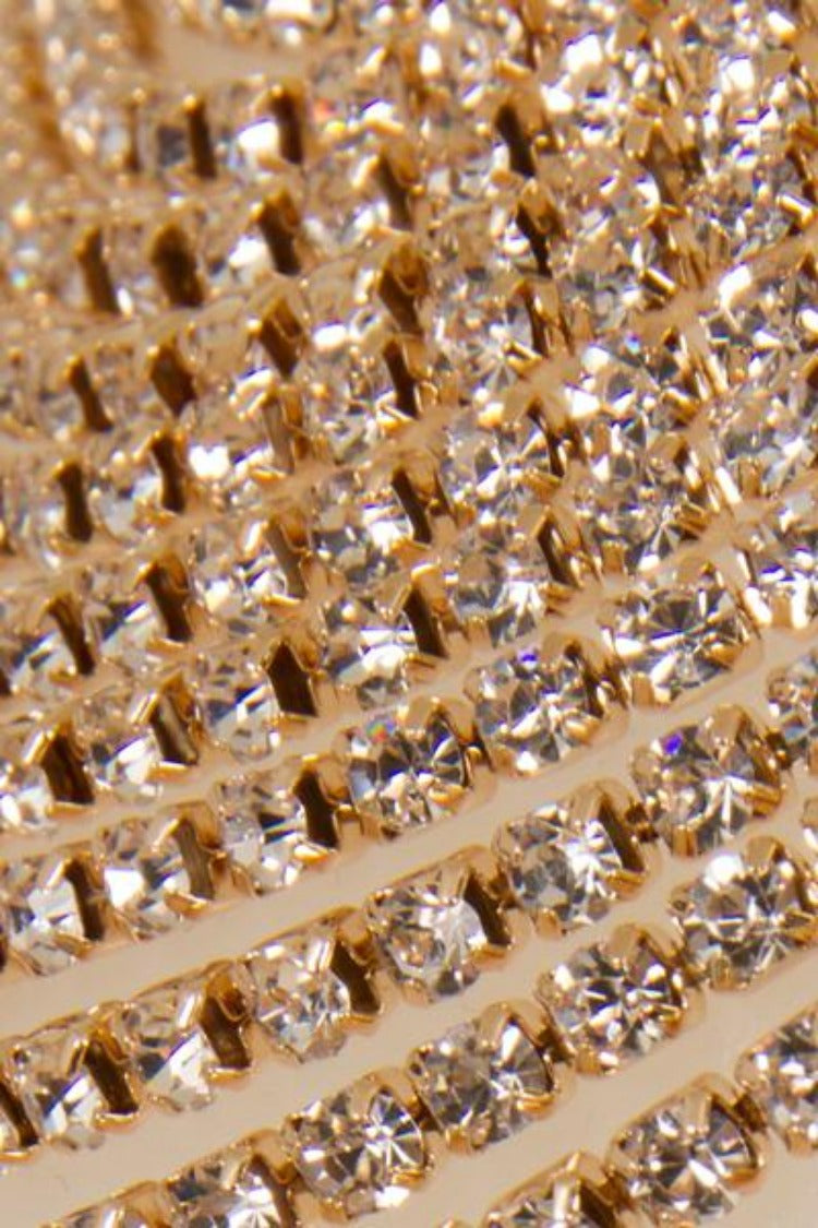 City Glam Gold Crystal Diamante Rhinestone Triangle Bra