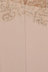 Vanity Sparkle Nude Slinky Fishtail Maxi Dress