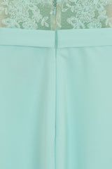 Ruby Mint Off The Shoulder Lace Fishtail Maxi Dress