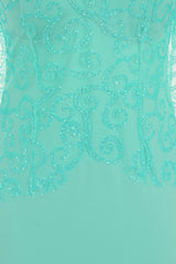 Vanity Sparkle Mint Slinky Fishtail Maxi Dress