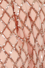 Diaz Rose Gold V Plunge Geometric Sequin Bodycon Dress