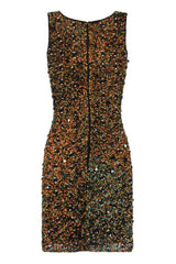 Anika Emerald Vip Handcrafted Full Beaded Sequin Fitted Dress