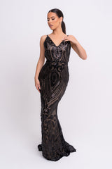 Spotlight Black Vip Luxe Sequin Backless Mermaid Fishtail Dress