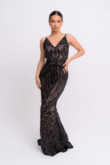 Spotlight Black Vip Luxe Sequin Backless Mermaid Fishtail Dress