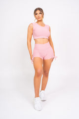 Frankie Blush Pink Honeycomb Sports Top & Shorts Co-ord Fitness Set