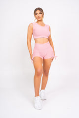 Frankie Blush Pink Honeycomb Sports Top & Shorts Co-ord Fitness Set
