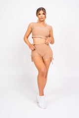 Frankie Sand Honeycomb Sports Top & Shorts Co-ord Fitness Set