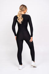 Cali Black Honeycomb Contouring Push Up Jumpsuit Romper