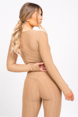 Cali Sand Honeycomb Contouring Push Up Jumpsuit Romper