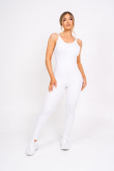 Back At You White Exposed Strappy Back Bodycon Jumpsuit Romper