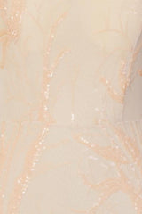 Harmony Luxe Tree Soft Peach Sequin Leaf Mermaid Fishtail Dress
