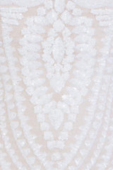 Aphrodite White Luxe Sweetheart Plunge Sequin Embellished Midi Dress