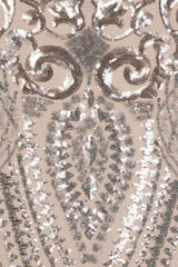 Kenza Silver Luxe Sweetheart Plunge Sequin Embellished Fishtail Dress