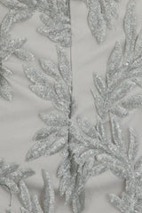 Dolly Vip Silver Hand Embellished Glittered Sequin Off The Shoulder Dress
