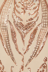 Bonita Gold Luxe Tribal Sequin Embellished Backless Midi Dress