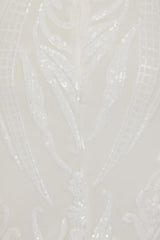 Bonita White Luxe Tribal Sequin Embellished Backless Midi Dress