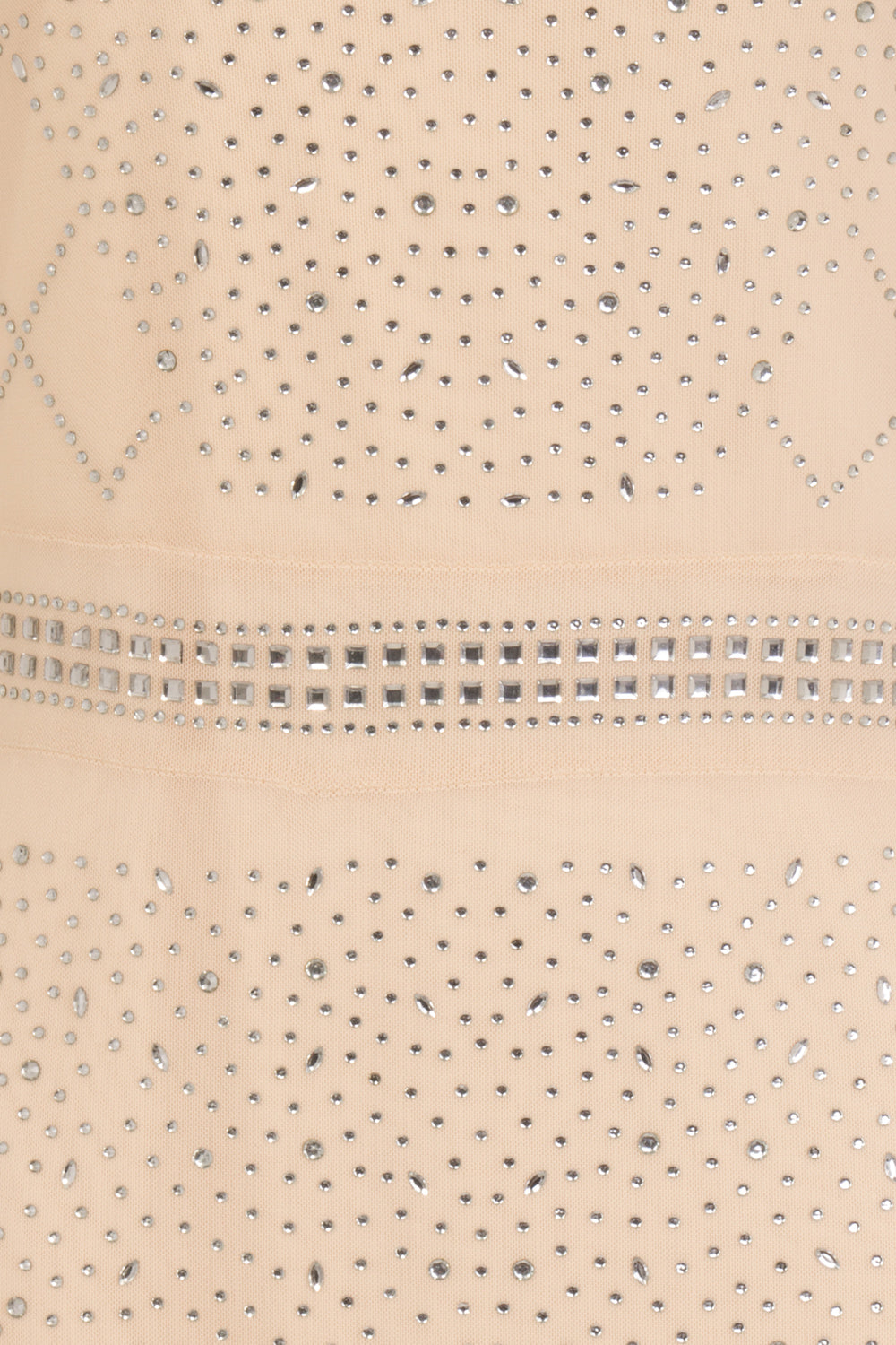 Ice Queen Nude Crystal Rhinestone Mesh Bodycon Mermaid Maxi Dress