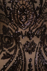 Paris Black Luxe Sequin Illusion Sweetheart Off Shoulder Dress
