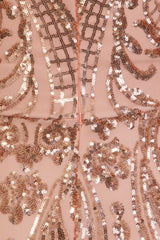 Paris Rose Gold Luxe Sequin Illusion Sweetheart Off Shoulder Dress