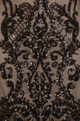 Lust Luxe Black Sequin Brocade Two Piece Skirt Top Co Ord Set