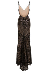 Spotlight Black Vip Luxe Sequin Backless Mermaid Fishtail Dress
