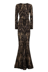 Arabella Black Luxe Tribal Vip Sequin Plunge Fishtail Dress