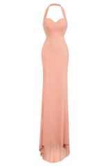 Dream Coral Sweetheart Backless Waterfall Frill Ruffle Fishtail Maxi Dress
