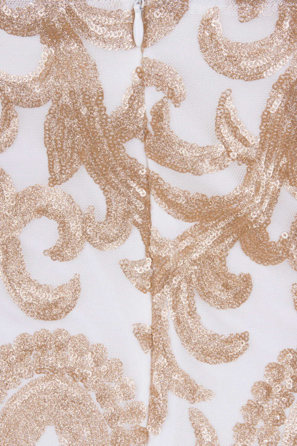 Kiki Luxe White Gold Keyhole Victorian Sequin Illusion Bodycon Dress