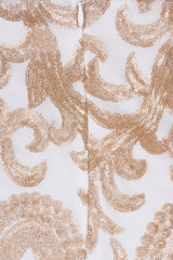 Kiki Luxe White Gold Keyhole Victorian Sequin Illusion Bodycon Dress