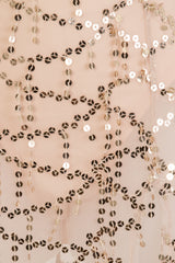 Latina Nude Sheer Gold Sequin Tassel Double Slit Skirt Co Ord Set