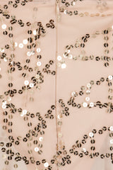 Latina Nude Sheer Gold Sequin Tassel Double Slit Skirt Co Ord Set