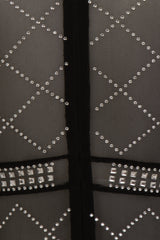 Lopez Black Crystal Rhinestone Embellished Sheer Mesh Bodycon Dress
