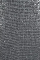 Salma Luxe Silver Grey Keyhole Glistening Sequin Fishtail Maxi Dress