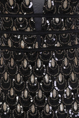 Monroe Black Gold Alluring Sequin Mermaid Maxi Dress