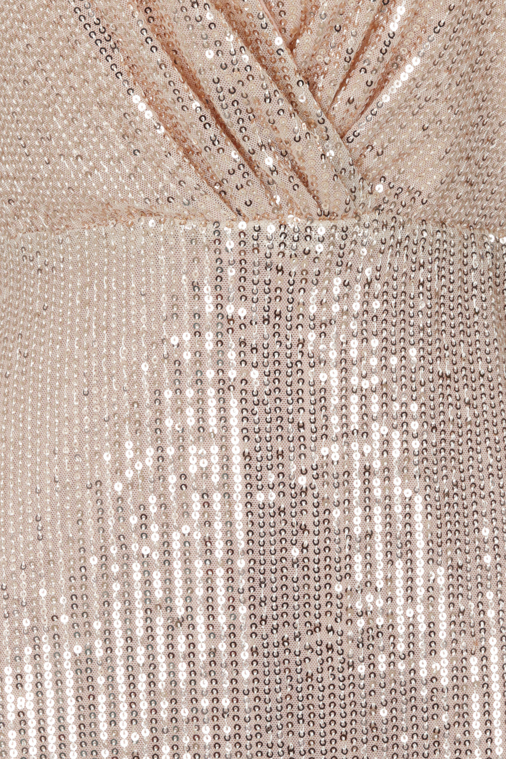 The One Rose Gold Sequin Plunge Backless Maxi Dress