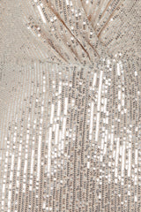 The One Silver Sequin Plunge Backless Maxi Dress