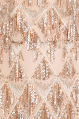 Shake It Gold Nude Ombre Sequin Tassel Fringe Backless Dress