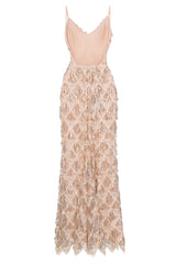 Serenity Gold Nude Ombre Sequin Tassel Fringe Backless Mermaid Dress