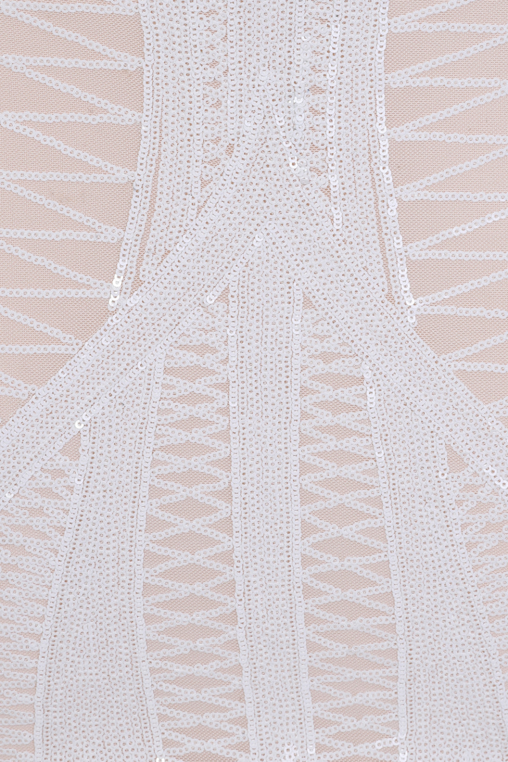 Hilton Luxe White Nude Cage Sequin Bandage Illusion Dress