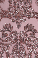 Heart Breaker Rose Gold Halterneck Floral Sequin Embellished Dress