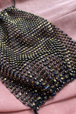 Angel Eyes Black & Gold Diamante Crystal Encrusted Fashion Face Mask