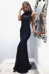 Gigi Black Rainbow High Neck Tie Side Shimmer Sparkle Maxi Dress