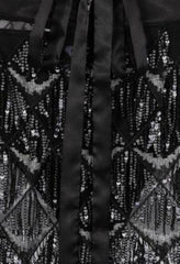 Holly Glam Black Ombre Sequin Tassel Fringe Sheer Dress