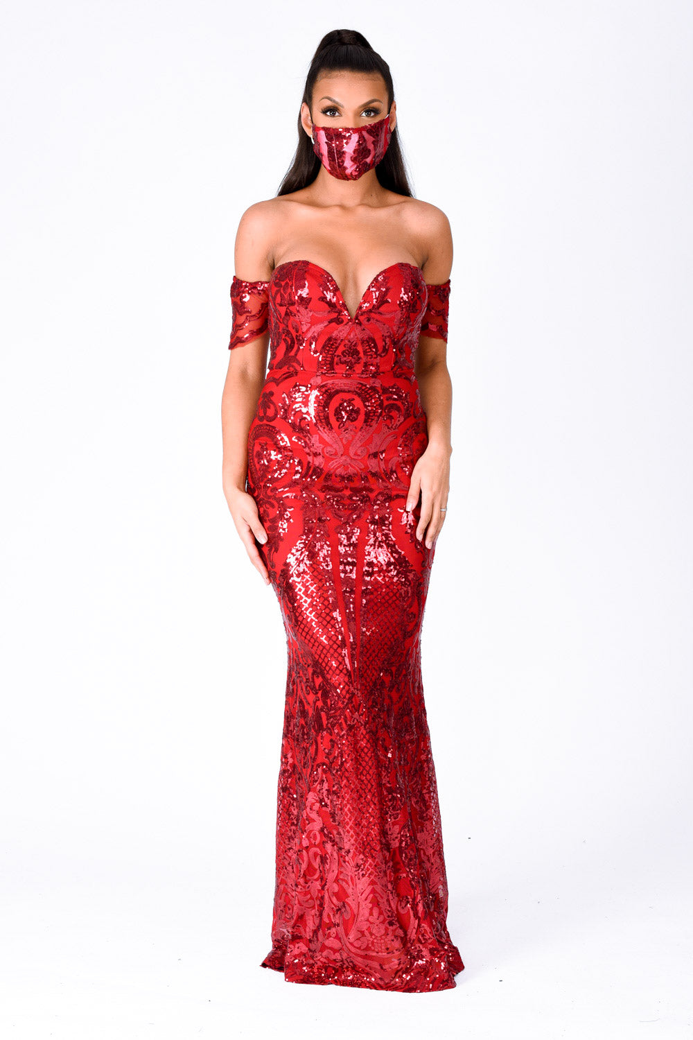 Lovestruck Berry Sequin Embellished Face Mask