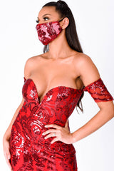 Lovestruck Berry Sequin Embellished Face Mask