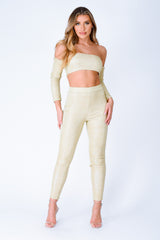 Havana Gold Metallic Glitter Two Piece Leggings Co-ord Set