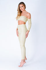 Havana Gold Metallic Glitter Two Piece Leggings Co-ord Set