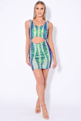 Till Midnight Green Cut Out Sequin Bandage Cage Bodycon Dress